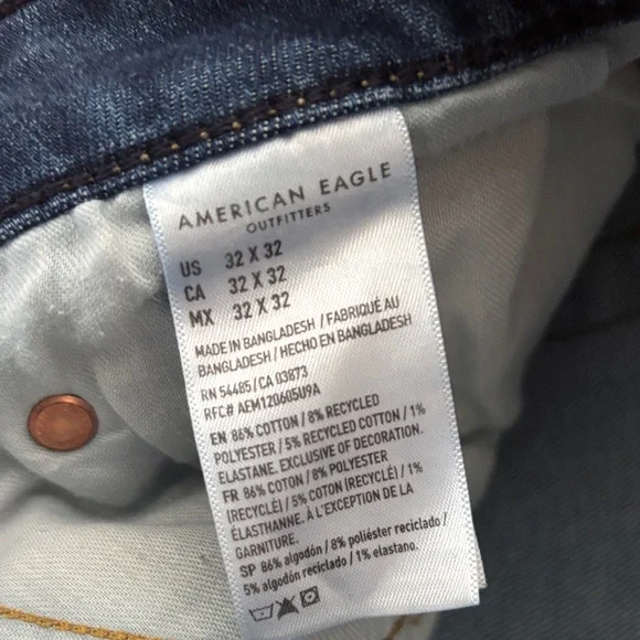 American Eagle Outfitters Men's Dark Blue Slim Straight Jeans 32x32 Airflex+ - Picture 5 of 7